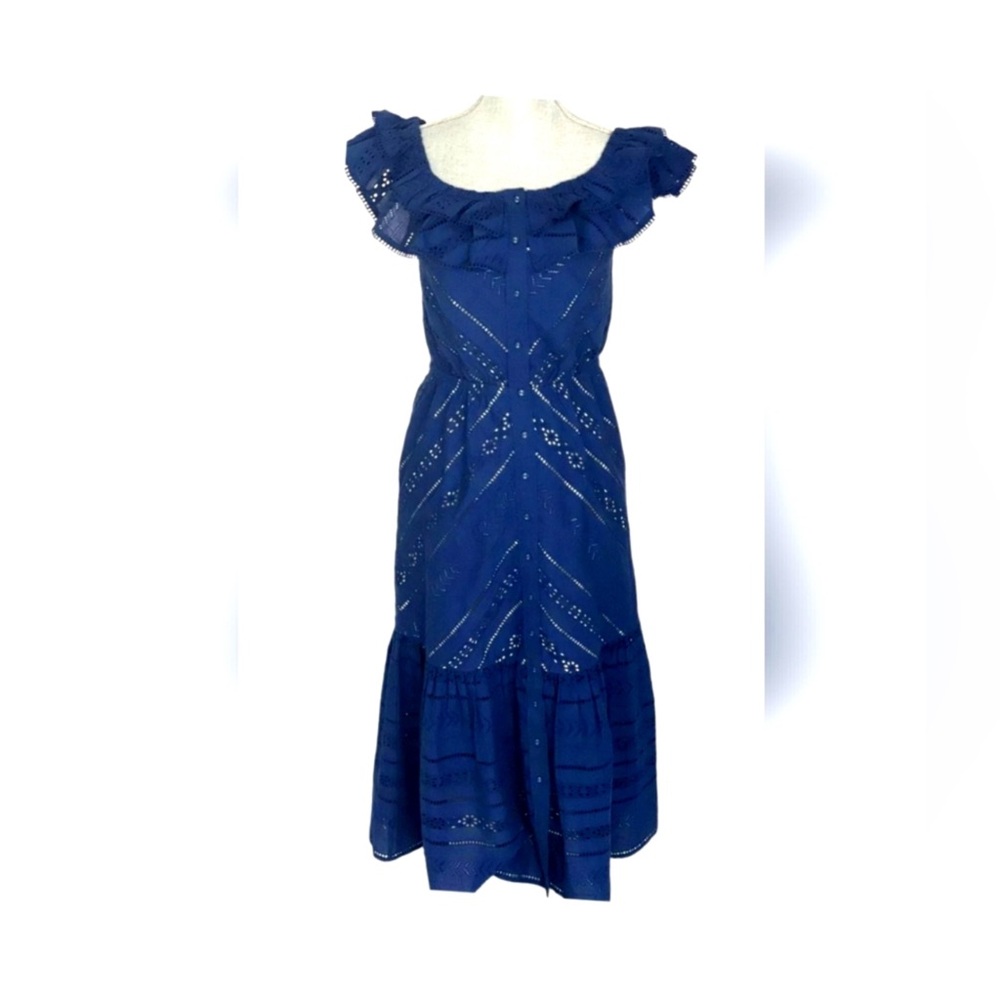 Boston Proper Blue Off-the-Shoulder Midi Sundress